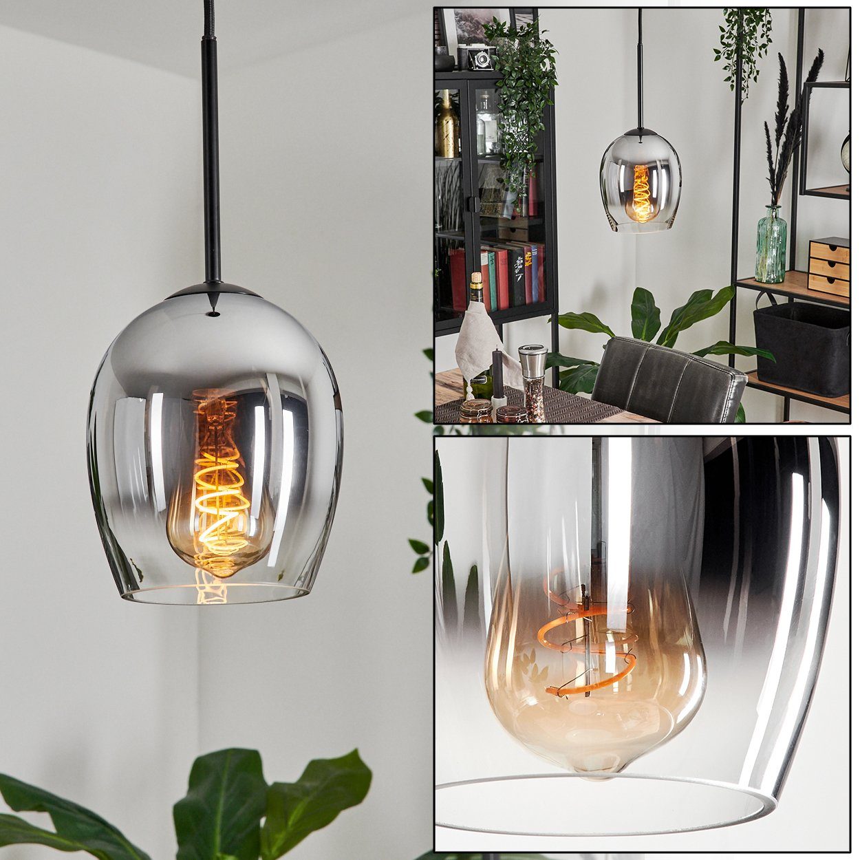hofstein Hängeleuchte Hängelampe aus Metall/Glas in günstig online kaufen