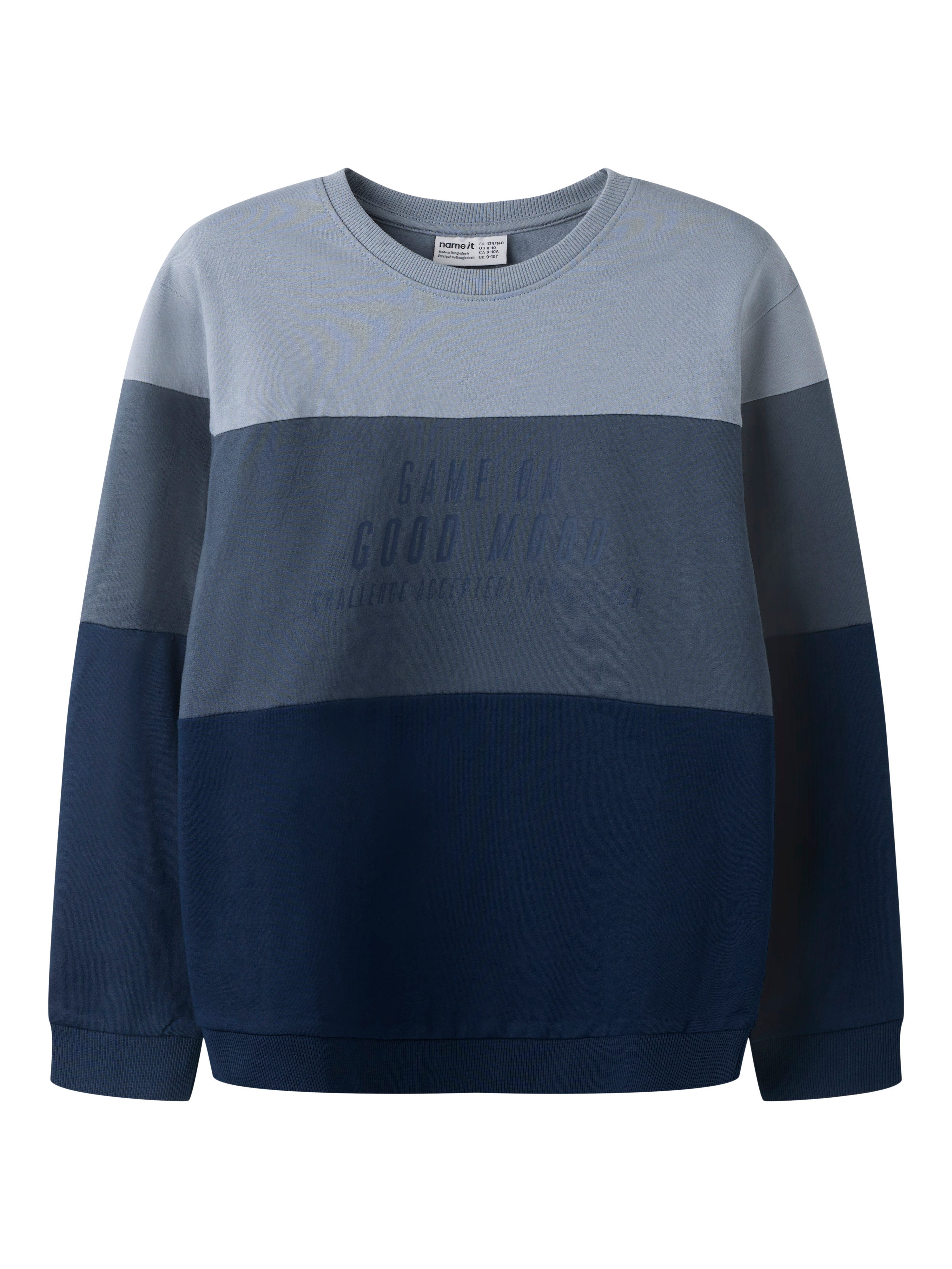 Name It Sweatshirt NKMVEMIL LS NREG SWEAT BRU Baumwolle, regular fit, Colorblock, Print