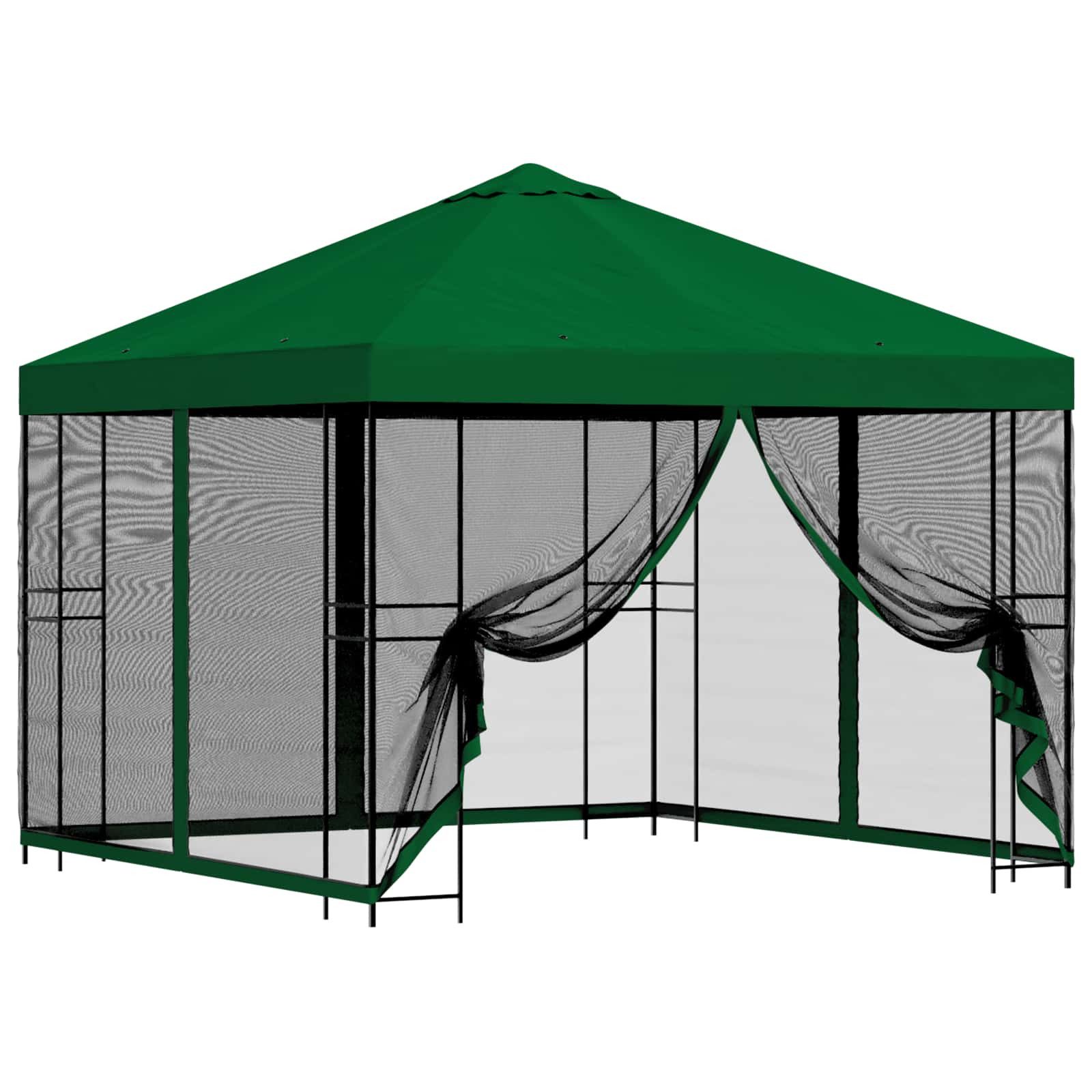 Pavillon 3 x 3 m Garten Pavillon mit Seitenwänden 3x3 m Grün