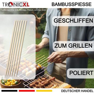 TronicXL Grillspieß 200x Bambusspieß 19cm Holzspieße Schaschlikspieße Holz Fleischspieß (Set, 200-St), Geschliffen, Poliert