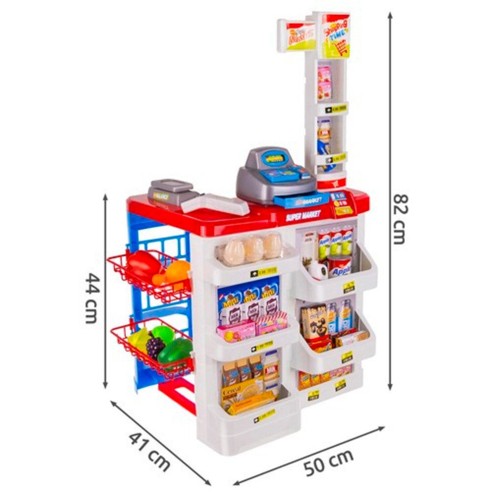 ISO TRADE Spiellebensmittel Spielzeugsupermarkt, (Spar-Set, 1-tlg., Kasse Tresen), Kinderspielzeug mit Wagen und Zubehör