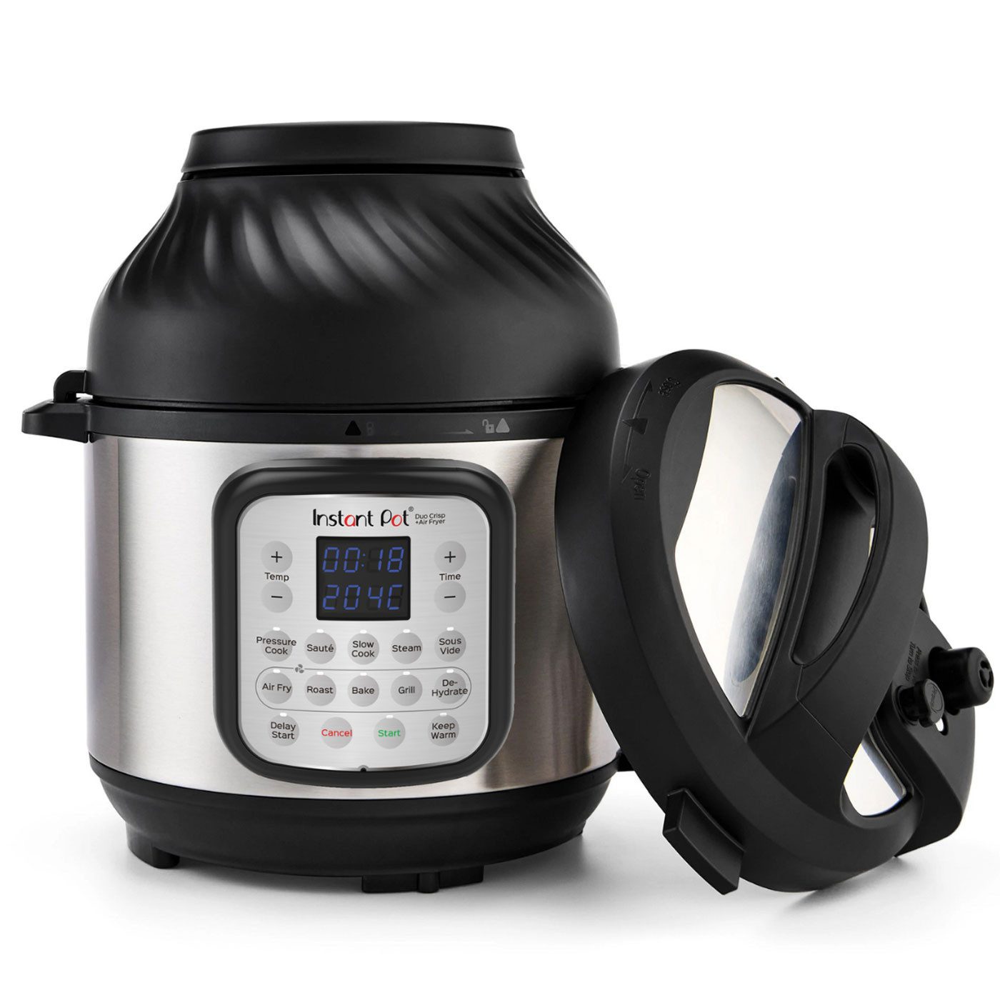 Instant Pot Multikocher Duo Crisp 11-in-1 Heißluftfritteuse 7,6L Slow Cooker One-Pot Dörren, 1500 W, 7.6 l Schüssel, Ein Gerät - zwei Deckel, EvenCrisp™ Technologie