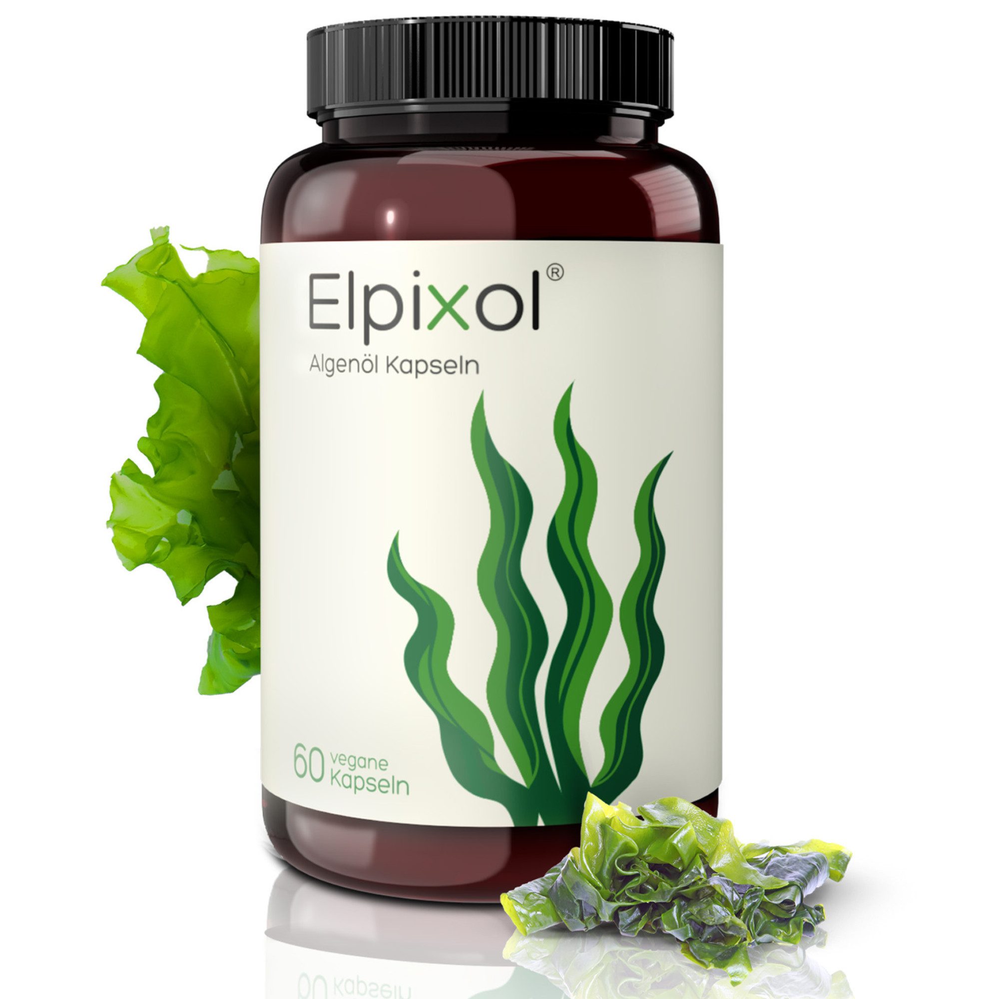 Elpixol® Algenöl Kapseln reich an essentiellen Omega-3-, -6- und -9-Fettsäuren Weichkapseln, mit 500 mg EPA + DHA – für Sehkraft, Gehirn- und Herzfunktion à 60 St., 63 g