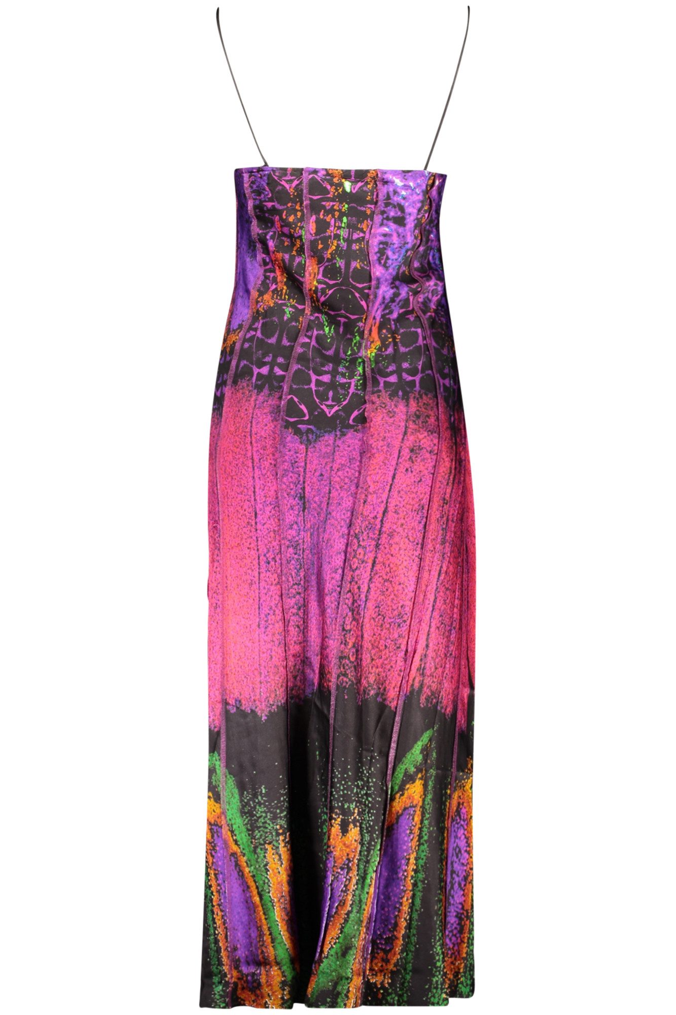 Desigual Partykleid Langes violettes Damenkleid mit Print und schmalen Trägern