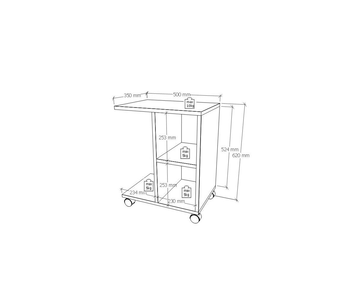 Beistellschrank mit | Premium zweifarbig, Stauraum Rollen eiche/lila eiche-lila HYPE mit Sofatisch Rooms Beistelltisch Eiche/lila premium