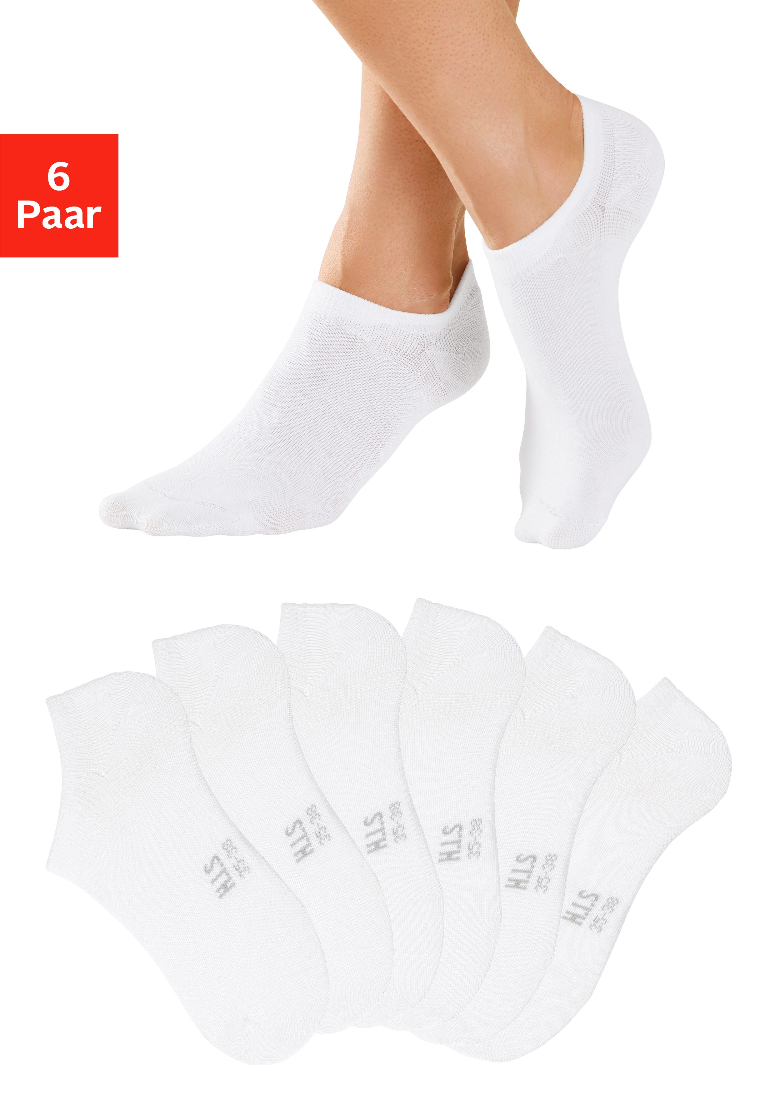 H.I.S Sneakersocken Damen Herren Unsichtbare Sneaker Socken, Loafer Socken (Packung, 6-Paar, No Show Gr. 35-38 bis 43-46) mit besonders kurzem Schaft