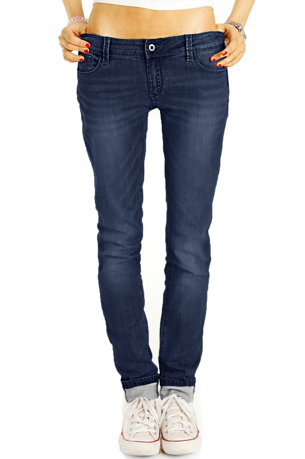 im 5-Pocket-Style styled mit lockeren be - Low-rise-Jeans Hüftjeans j21k-2 Relaxed Damen Low Fit bequemen Waist Stretch-Anteil, -