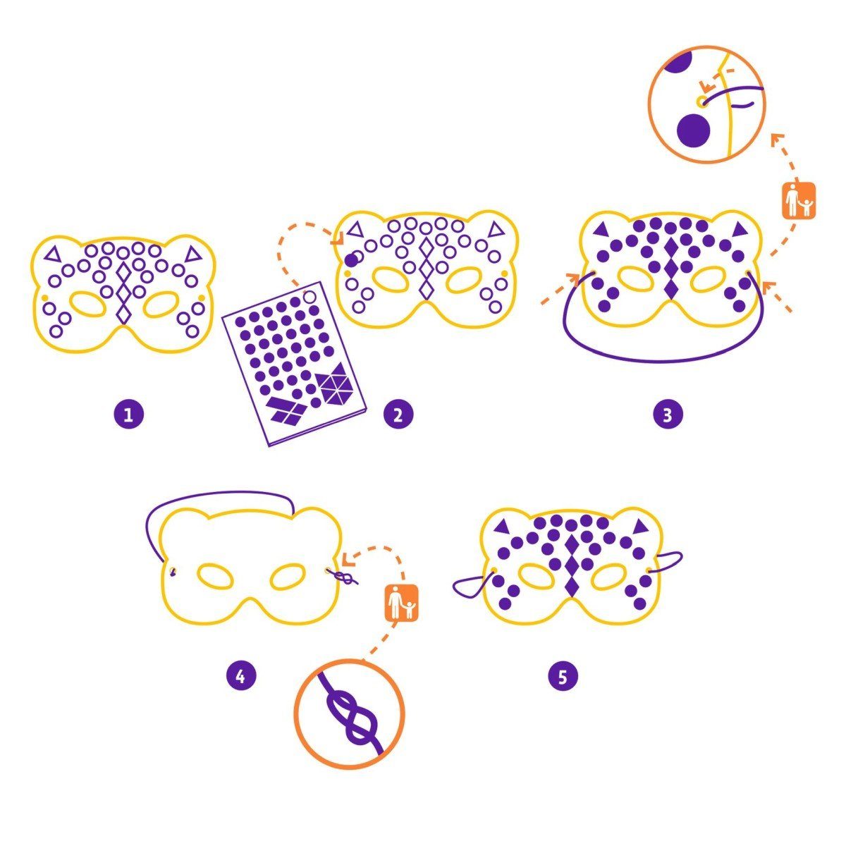 DJECO Verkleidungsmaske DIY: Mosaik-Masken Dschungeltiere Do it Yourself