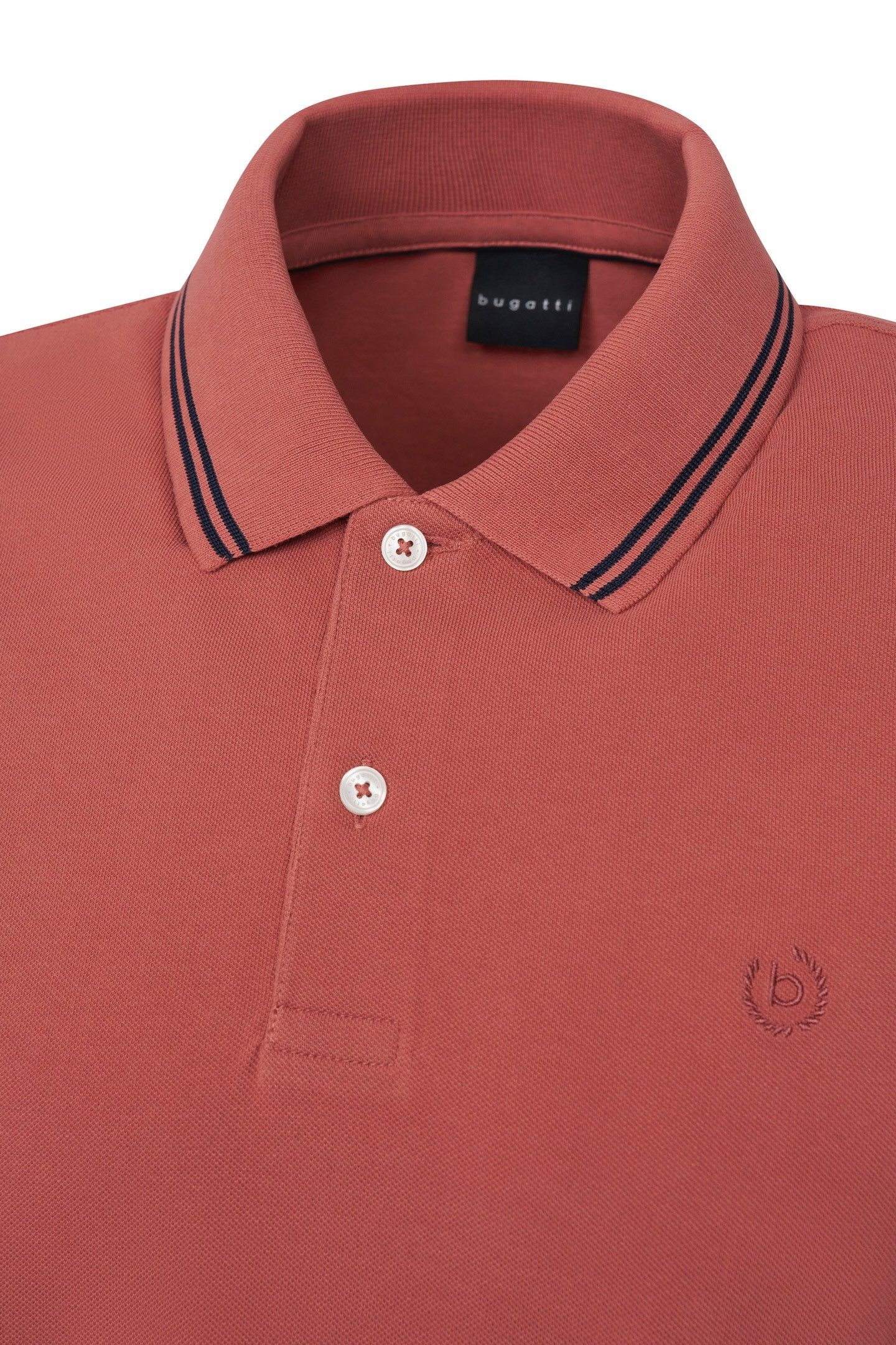 bugatti Poloshirt mit Kontraststreifen und Bruststickerei