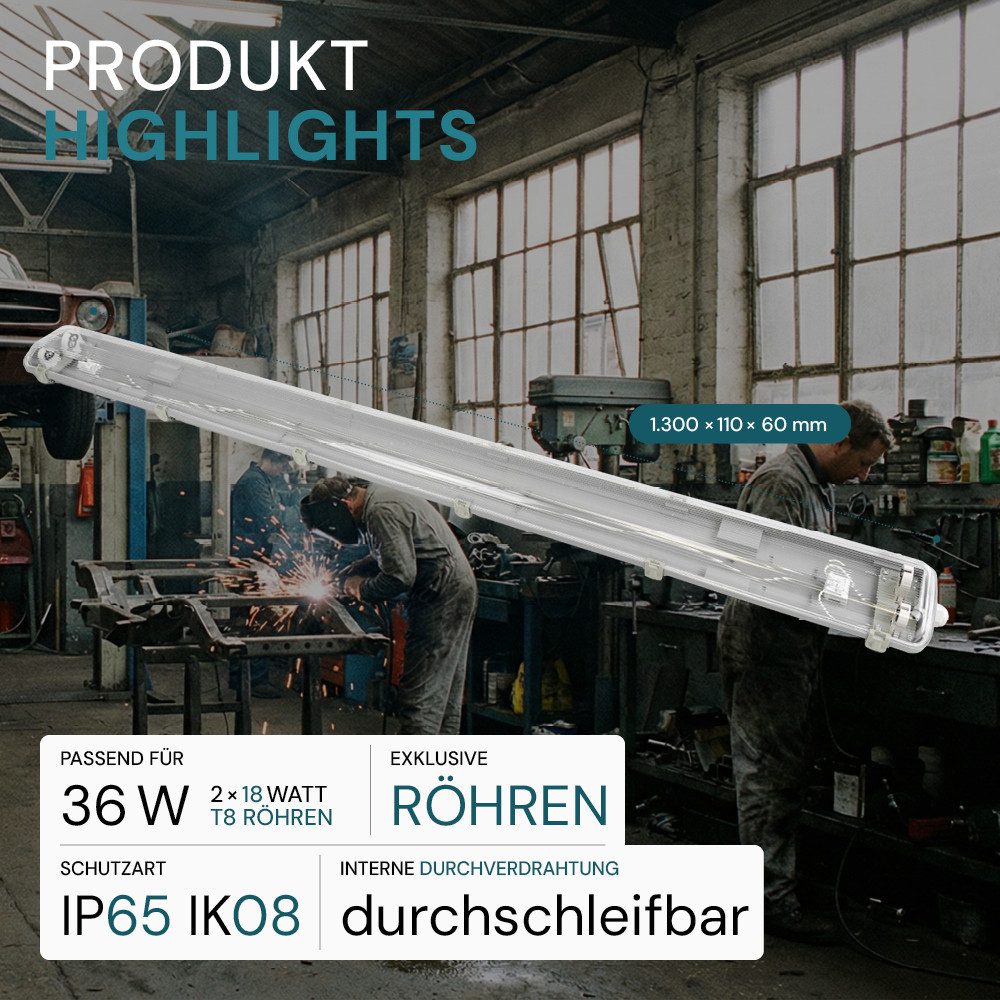 LUXULA LED Unterbauleuchte LUXULA LED Wannenleuchte 122 cm Neutralweiß Weiß, Neutralweiß