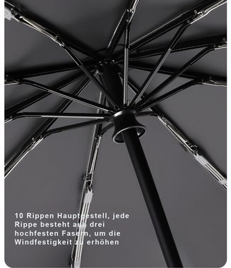 Coonoor Taschenregenschirm Vollautomatischer D-Ring-Regenschirm, Reise-faltbarer automatischer Dreifachschirm, UV-Schutz, windfest