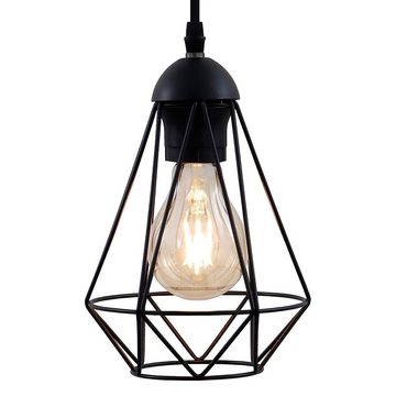 B.K.Licht Pendelleuchte Retro Draht Vintage Schwarz Ø16,5cm max. 40W E27, ohne Leuchtmittel