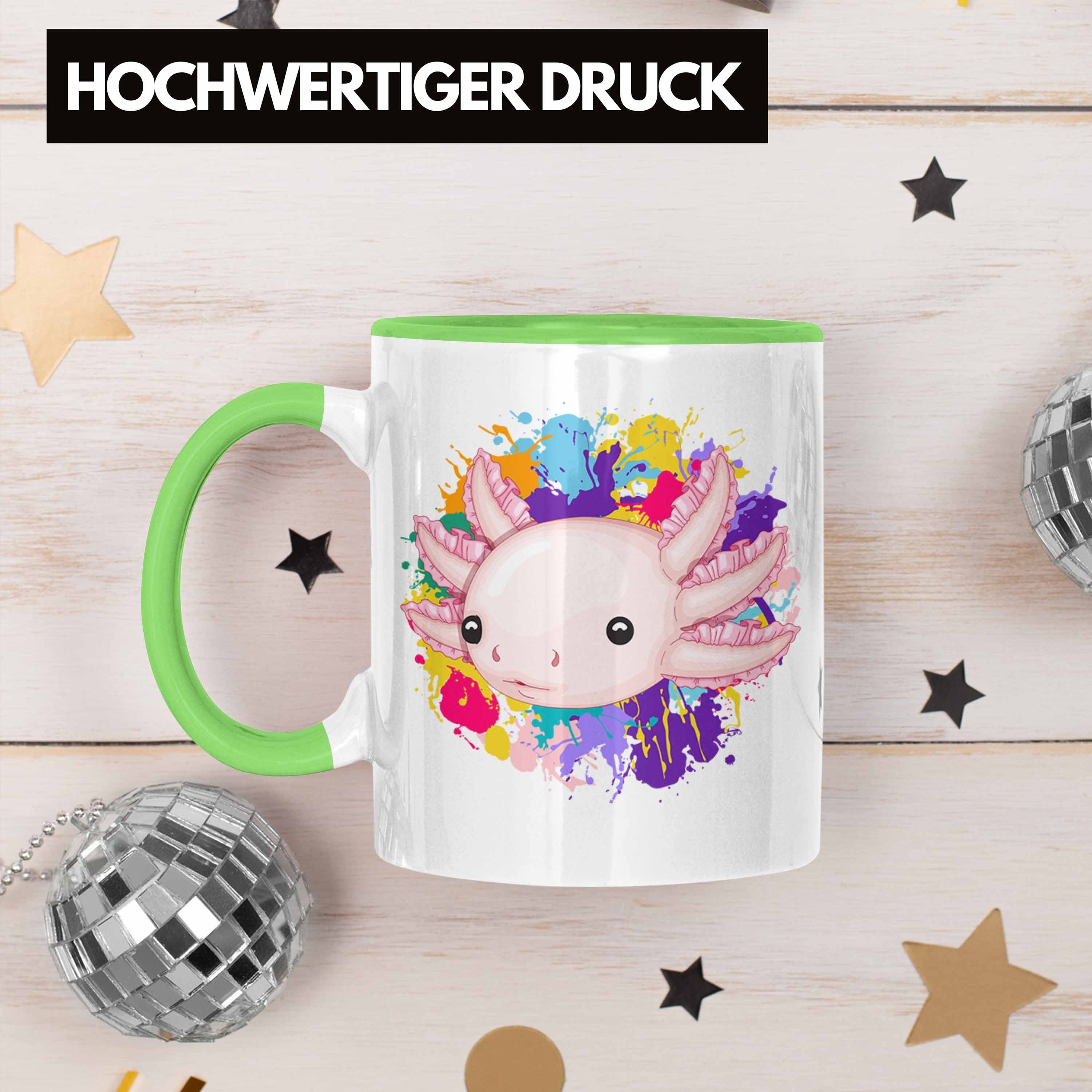 Tasse Gamer Tasse Grün Geschenk Geschenkidee Trendation Axolotl für Schwanz-Lur Schwanzlurch
