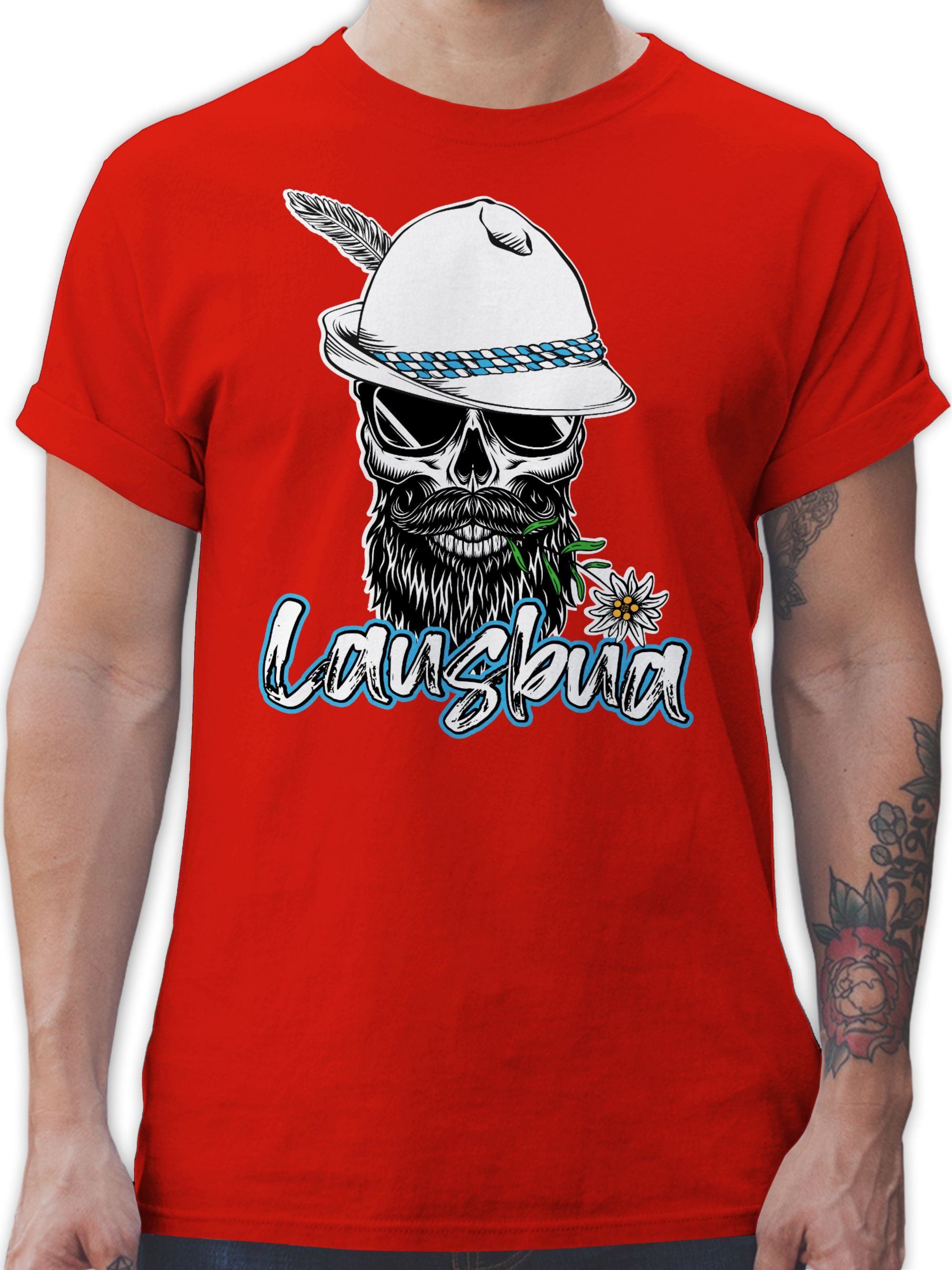 T-Shirt Lausbua Totenkopf Skull Bayrisch Lausbub I Schlingel
