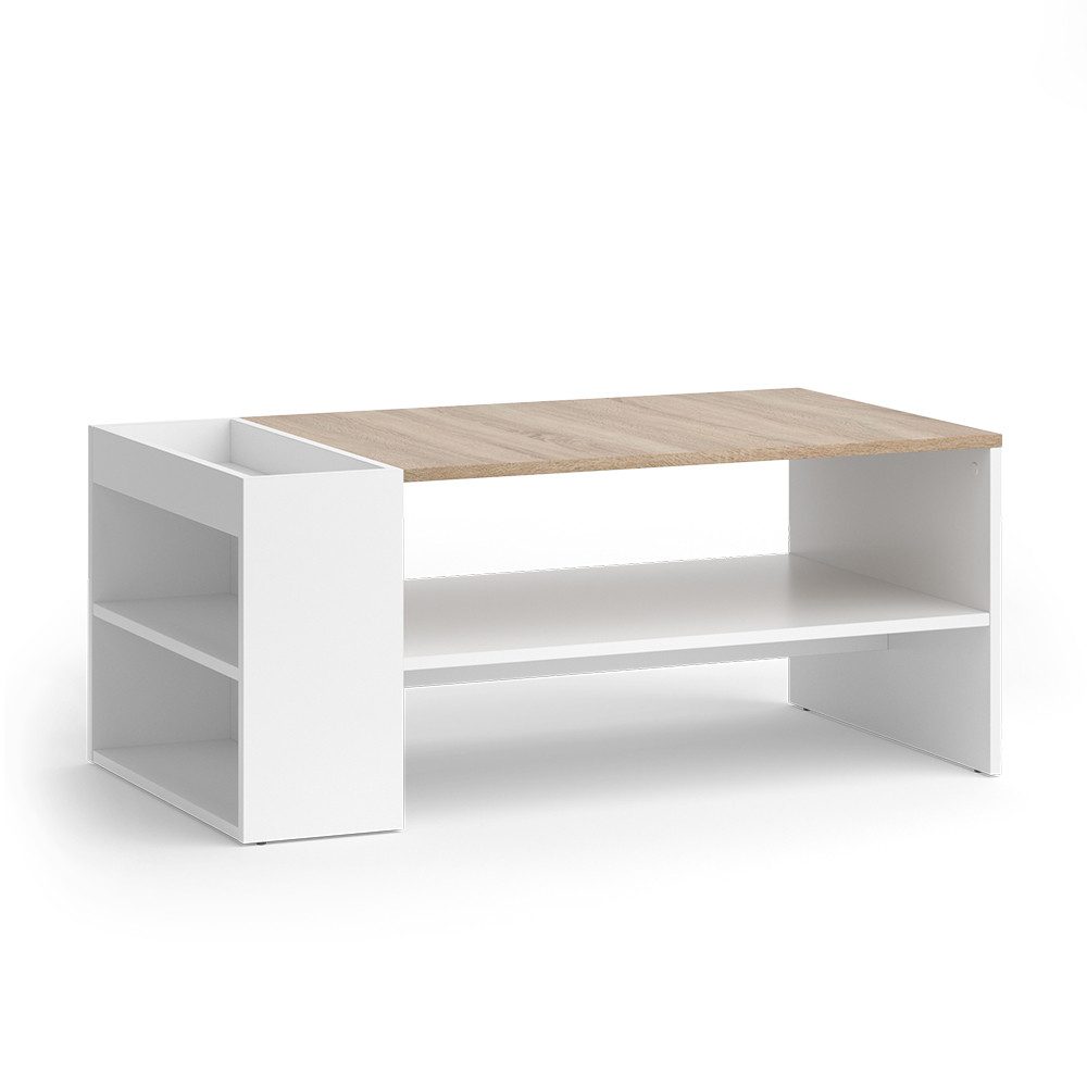 Vicco Couchtisch Wido, Weiß/Sonoma, 100 x 55 cm mit Regalen (1-St) günstig online kaufen