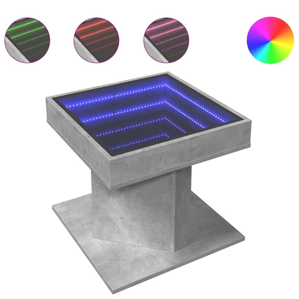 vidaXL Couchtisch LED-Couchtisch Betongrau 50x50x45 cm Holzwerkstoff (1-St) günstig online kaufen
