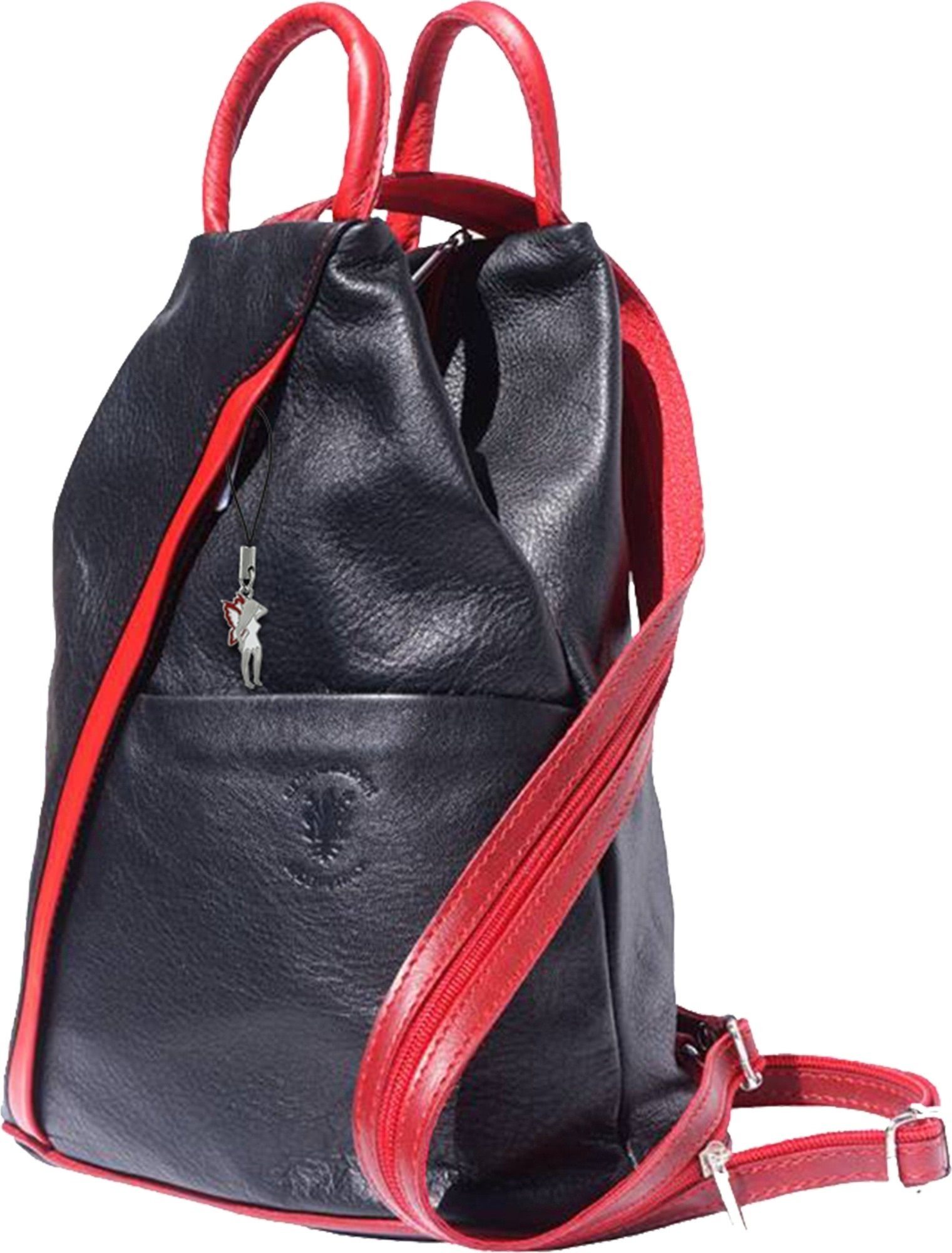 FLORENCE Handtasche Florence Damen Schultertasche rot (Cityrucksack), Damen  Leder Cityrucksack, Schultertasche, schwarz, rot ca. 26cm