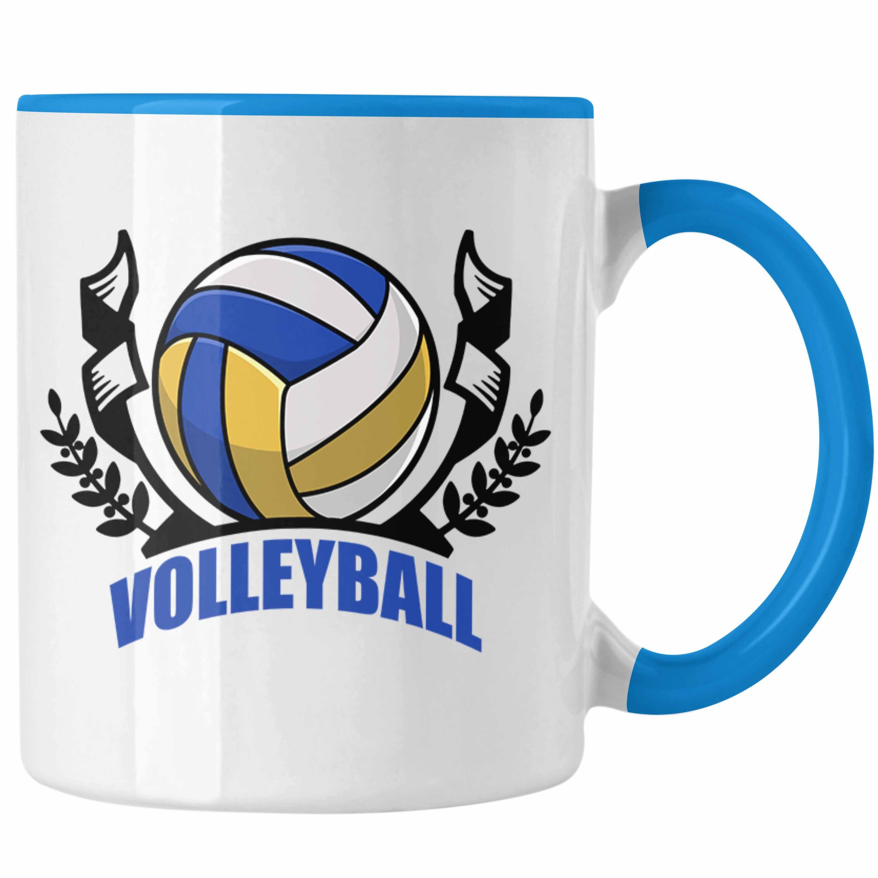 Trendation Tasse Volleyball-Tasse Geschenk für Volleyball-Spieler Geschenkidee Blau