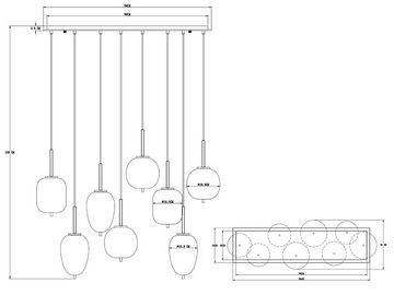 meineWunschleuchte LED Pendelleuchte, Leuchtmittel stufenweise über Wandschalter dimmbar, LED wechselbar, warmweiß, ausgefallene Balken-lampe Glas-kugel mehrflammig für Esstisch, B 94cm