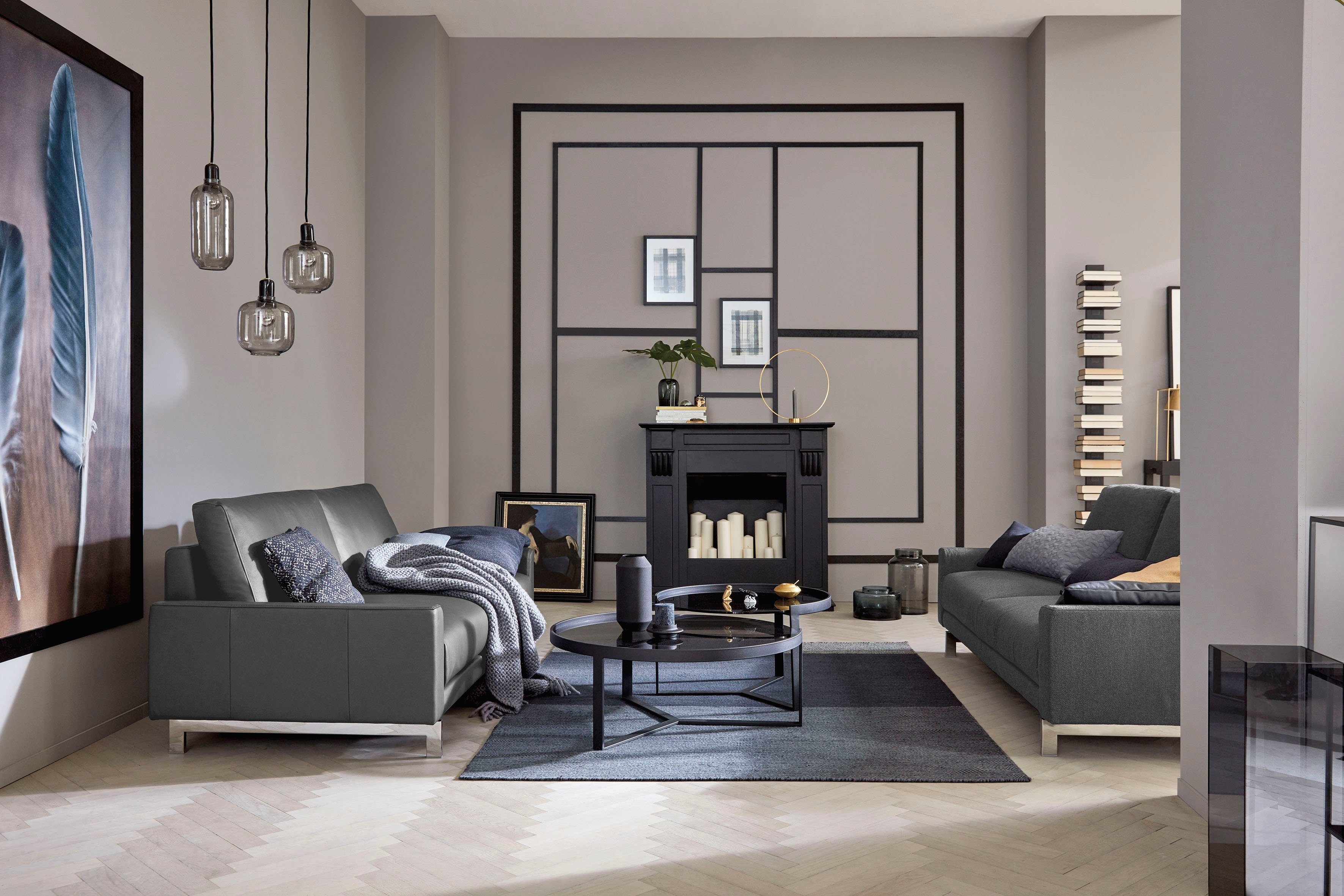 sofa glänzend, Armlehne chromfarben Breite niedrig, hülsta cm hs.450, 164 Fuß 2-Sitzer