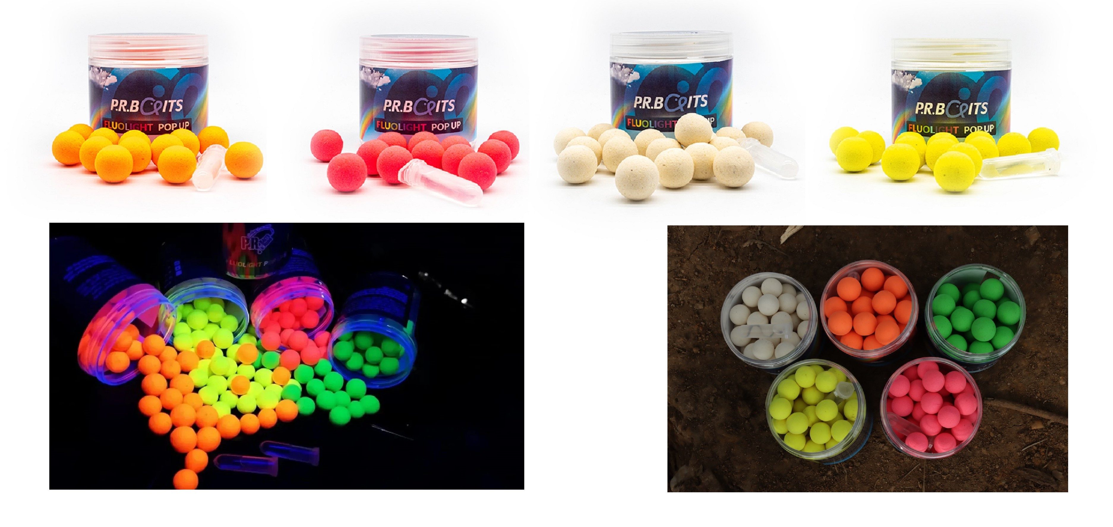 P.R. Baits Kunstköder P.R. Baits Fluolight Pop Ups - Boilies 16mm - Geheimrezept Aroma, (Dose), Auffallende Farben