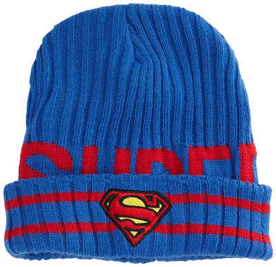 Superman Strickmütze SUPERMAN Mütze Kinder + Jugendliche DC Comics Wintermütze weich + warm