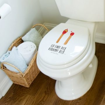 Mr. & Mrs. Panda WC-Sitz Streichhölzer - Weiß - Geschenk, Liebesgeschenk, Toilettendeckel, Hei (1-St), UV-resistenter Druck