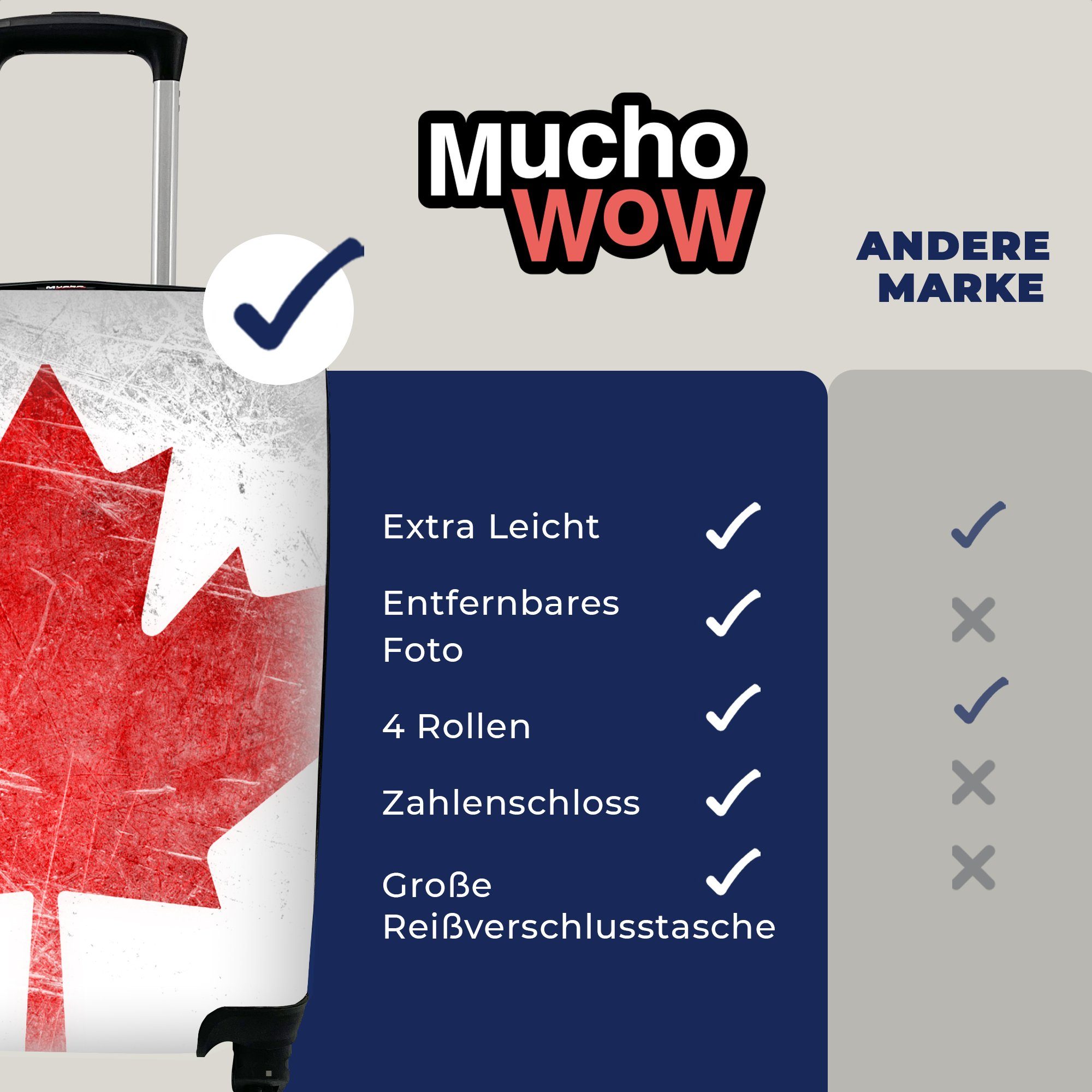 Reisekoffer Rollen, Kanada rollen, mit MuchoWow 4 für Flagge auf Ferien, Edelstahl, Trolley, Handgepäckkoffer Reisetasche von Handgepäck