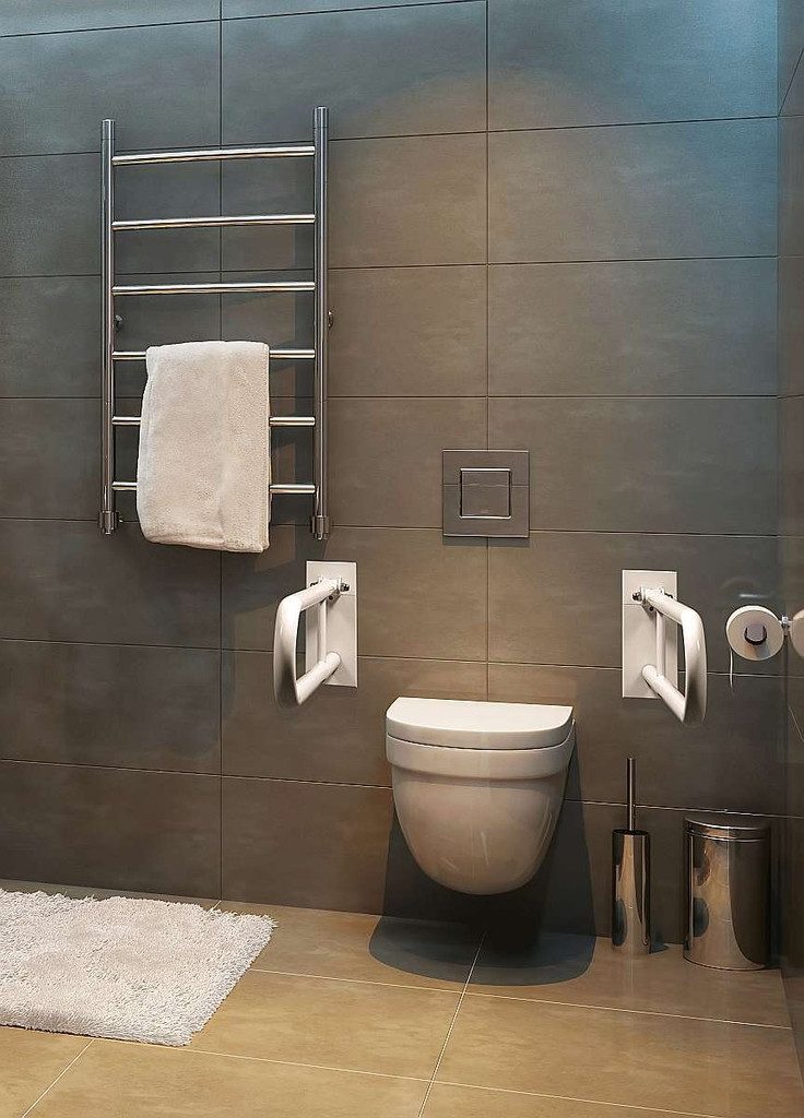 BRILLANTBAD® Stützklappgriff BELP Stützklappgriff Edelstahl poliert mit Abdeckung Bad WC >> Bohren – Bild 4 von 4