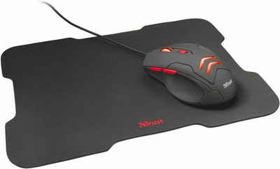 Trust Gaming Ziva Gaming-Maus und Maus-Pad Set Einheitliche Oberflächen Maus- und Mauspad-Set, Ergonomisch, Gaming-Maus, Optical