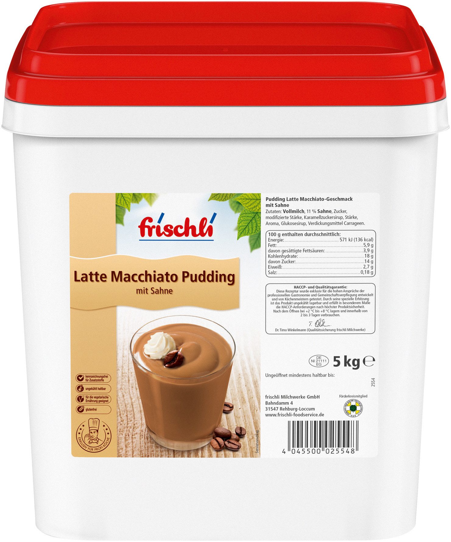 frischli Süßigkeit, Frischli Latte Macchiato-Pudding schmeckt wie wie selbstgemacht 5000g