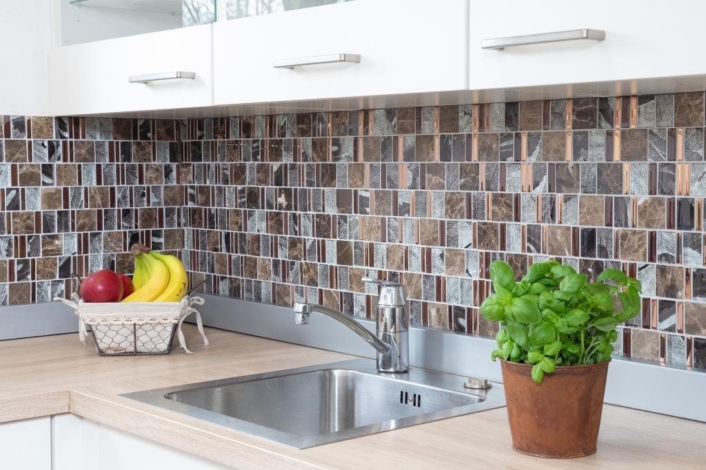 Mosani Mosaikfliesen Glasmosaik Mosaik beige braun glänzend 10 / Matten