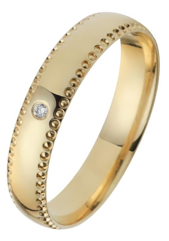 Firetti Trauring Schmuck Geschenk Gold 750 Hochzeit Ehering "LIEBE", Made in Germany - mit o. ohne Brillant/Diamant gelbgoldfarben
