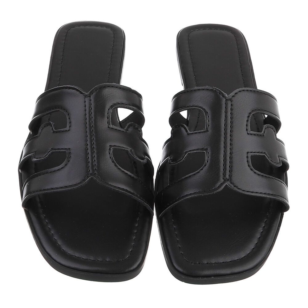 Ital-Design Damen Pantoletten mit Cut-out-Design, flach Pantolette (91970941) Blockabsatz Pantoletten in Schwarz – Bild 4 von 5