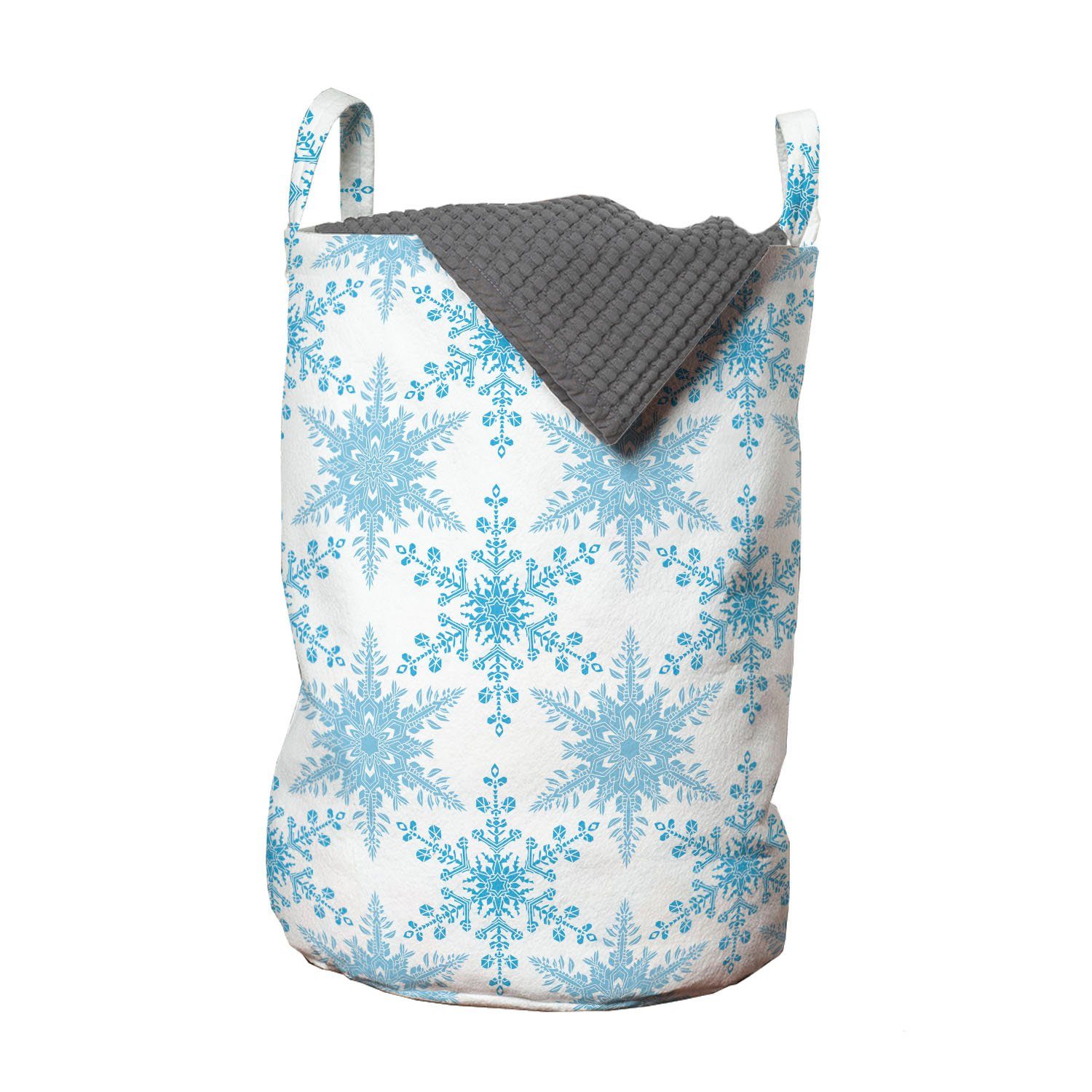 Abakuhaus Wäschesäckchen Wäschekorb mit Griffen Kordelzugverschluss für Waschsalons, Schneeflocke Winter-Schneefall