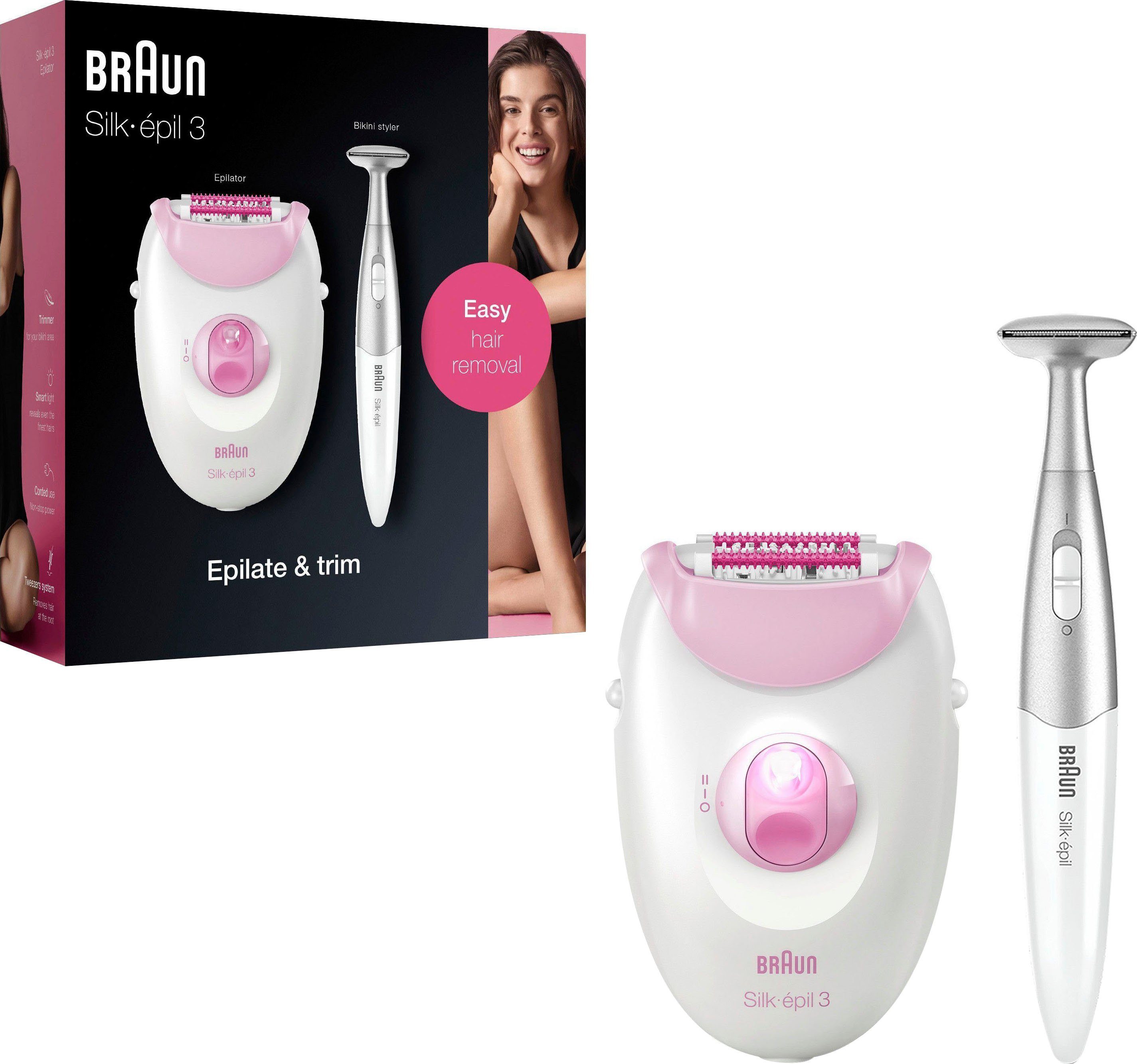 Braun mit Epilierer den 3 3-321, Smartlight-Technologie, Silk-épil Massagerollen