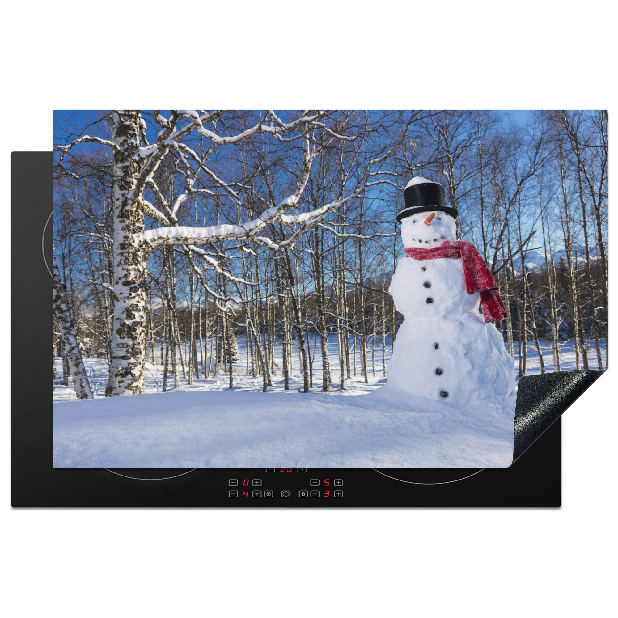 MuchoWow Herdblende-/Abdeckplatte Eine verschneite Puppe in der Nähe von Anchorage in Alaska zu, Vinyl, (1 tlg), 81x52 cm, Induktionskochfeld Schutz für die küche, Ceranfeldabdeckung
