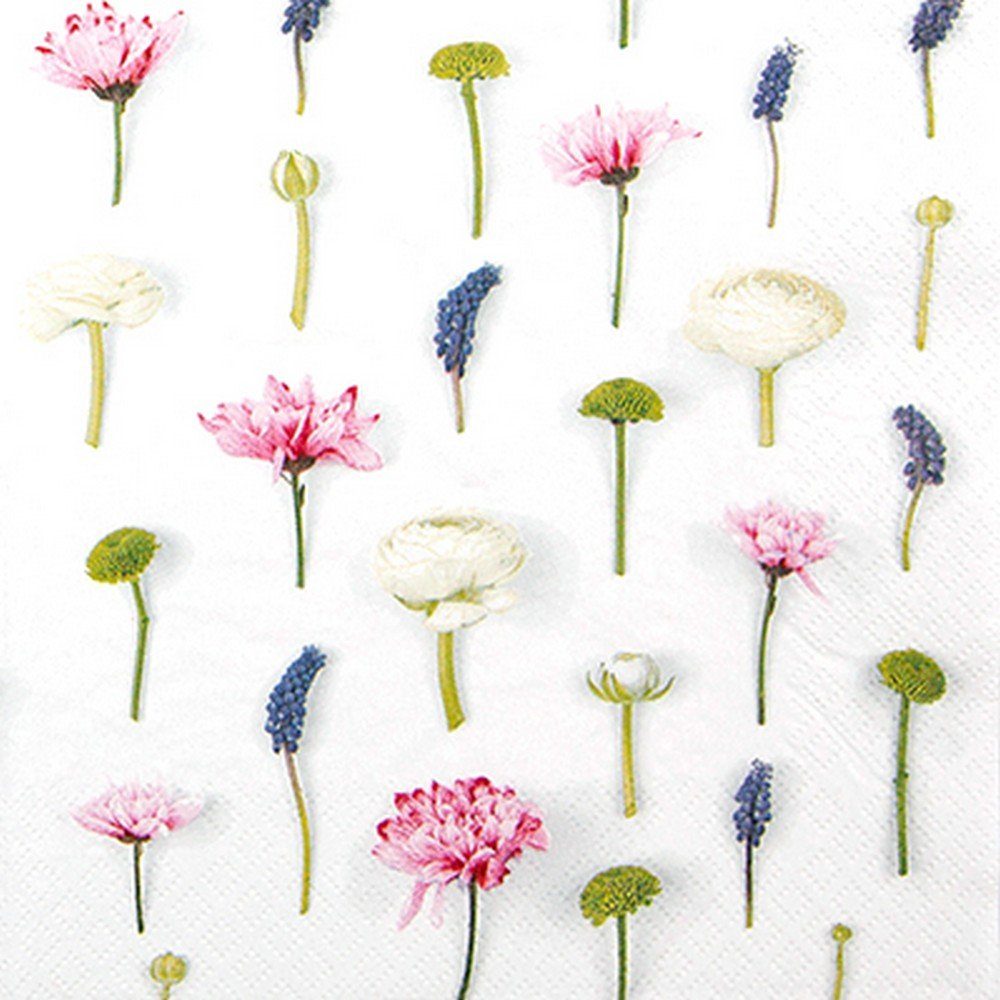 HOME FASHION Papierserviette 20 Servietten Flower Composition - Einzelne Gräser und Blumen 33x33cm, (20 St)