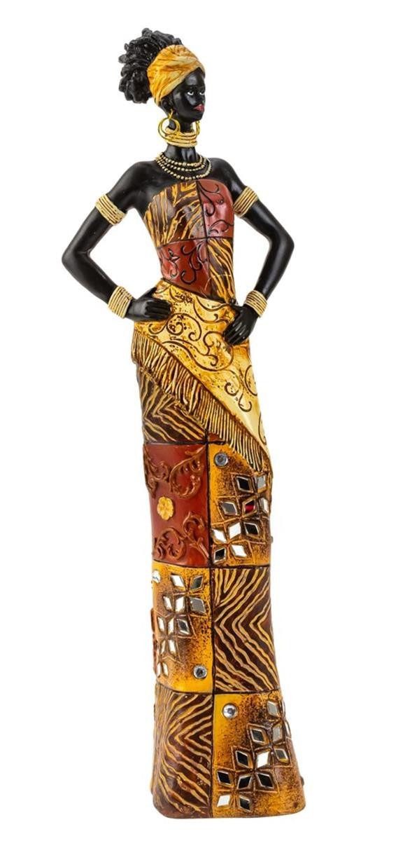 Geschenkestadl Afrikafigur Afrikanische Frau Wohnkunst Afrika 35cm Auswahl mit Tuch oder Hüftpose (1 stehende Afrikanerin), Afrikanische Frau zur Auswahl
