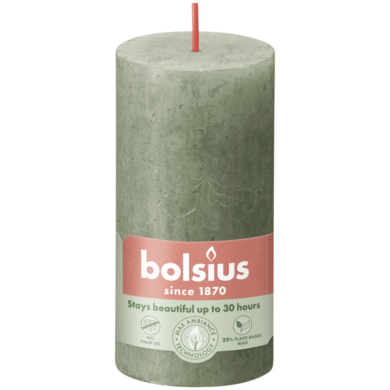 Bolsius Stumpenkerze Bolsius Rustik Stumpenkerze Olivengrün, Höhe: 10