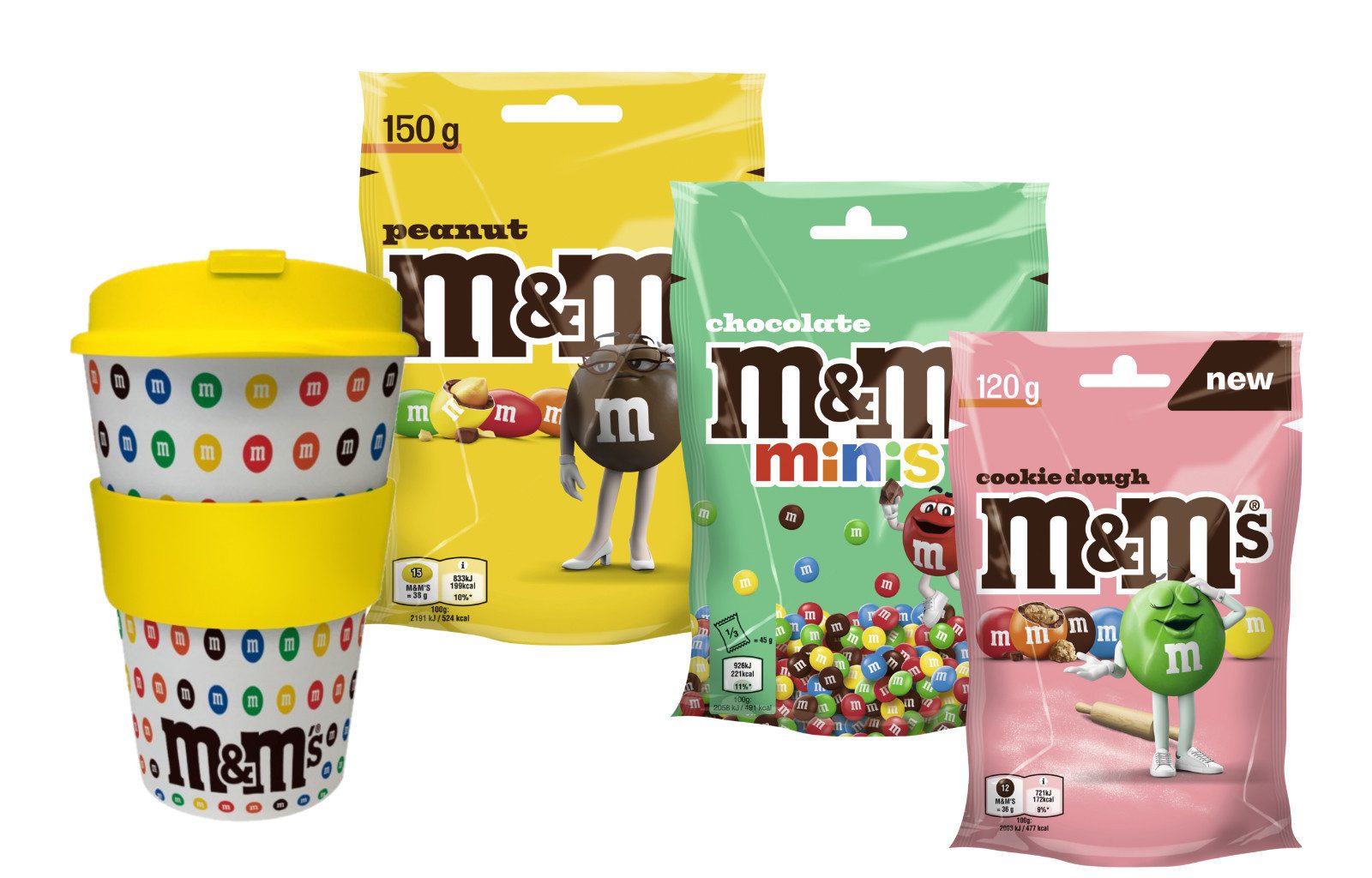 M&M's Süßigkeit Coffee Cup & M&M'S Mix - Peanut Chocolate Minis Cookie - Gelb