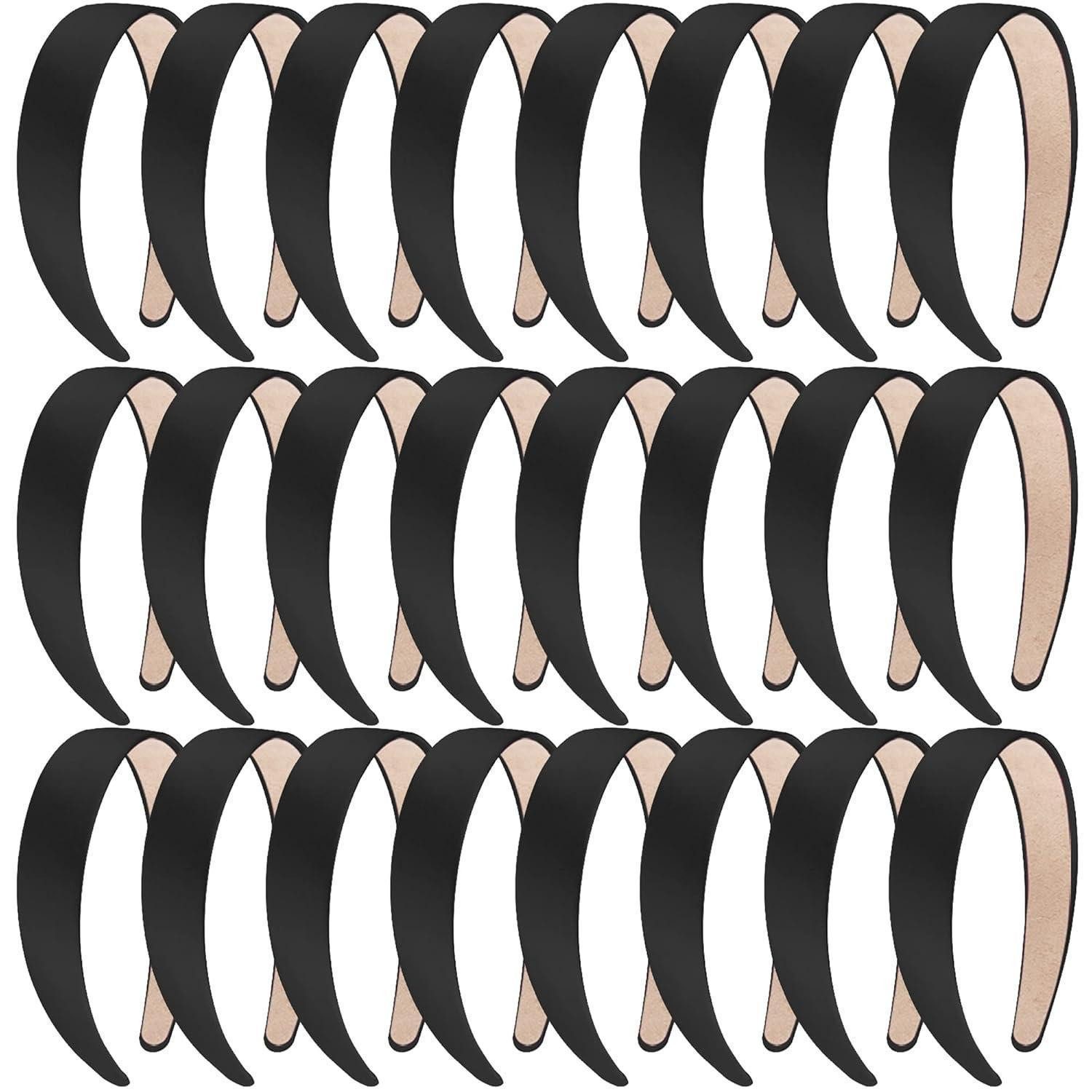 LuxusKollektion Haarband Stirnband Satin 25mm AntiRutsch Frauen Schwarz 1 Stück (24er Pack)
