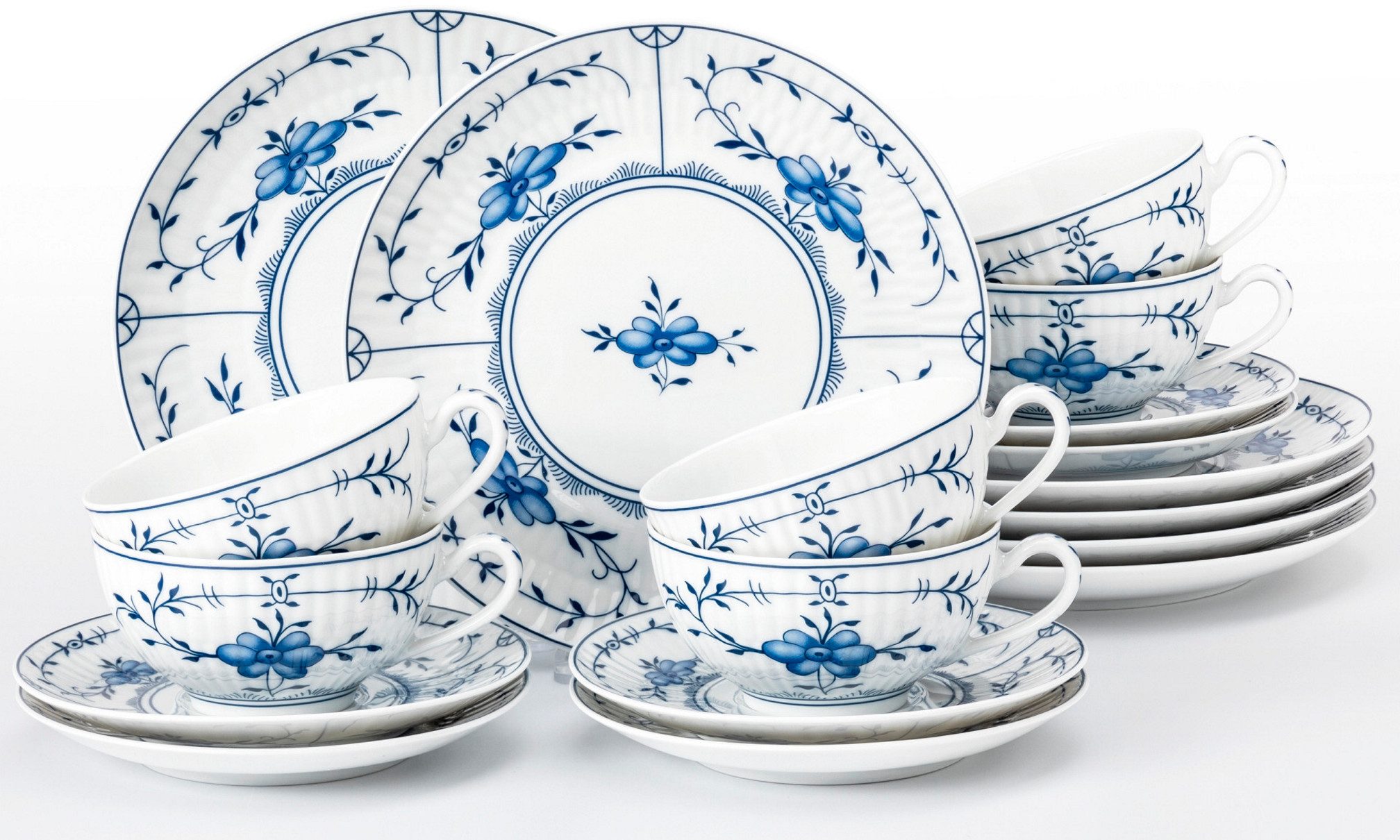 Seltmann Weiden Чайный сервиз Geschirr-Set, 18 Teile, Amina Strohblume, klein (18-tlg), 6 Personen, Porzellan, Stäbchenrelief, die Strohblume, Blütenmotiv