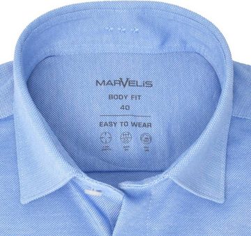 MARVELIS Langarmhemd Easy To Wear Hemd - Body Fit - Langarm - Struktur - Hellblau 4-Way-Stretch