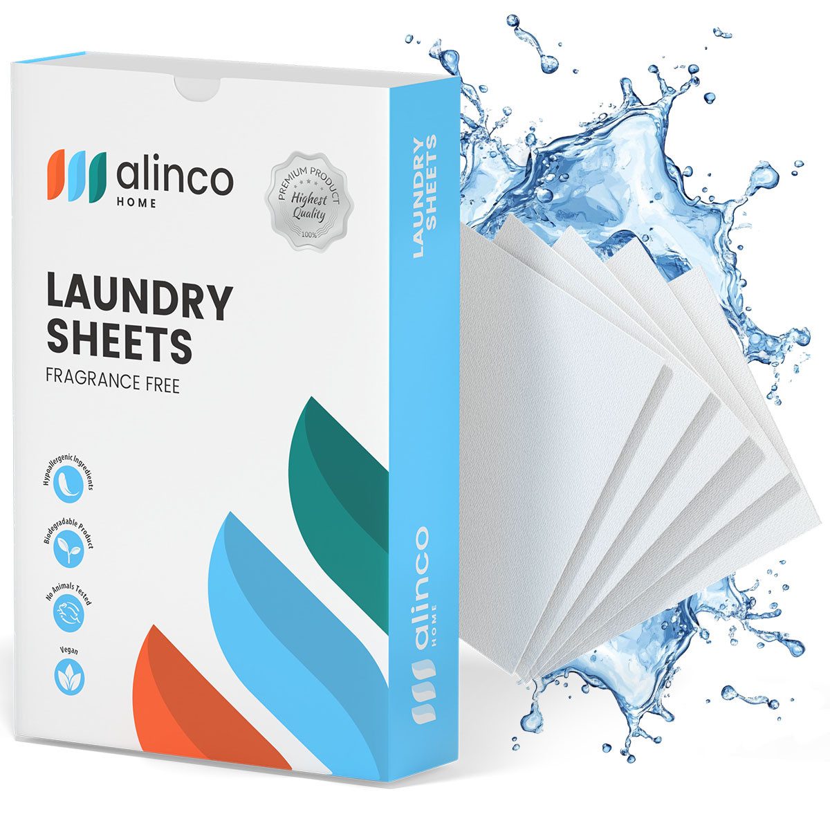 alinco MARKET Waschmittelblätter Vollwaschmittel (60 Waschblätter pro Packung Hypoallergen, parfümfrei, biologisch abbaubar, Zero Waste, [- 60 Waschblätter, alle Temperaturen, Weiß- und Buntwäsche Hypoallergen, parfümfrei, biologisch abbaubar, Zero Waste)