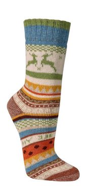 FussFreunde Norwegersocken 2 Paar bunte Hygge Norweger Socken mit Wolle mit Anti-Loch-Garantie