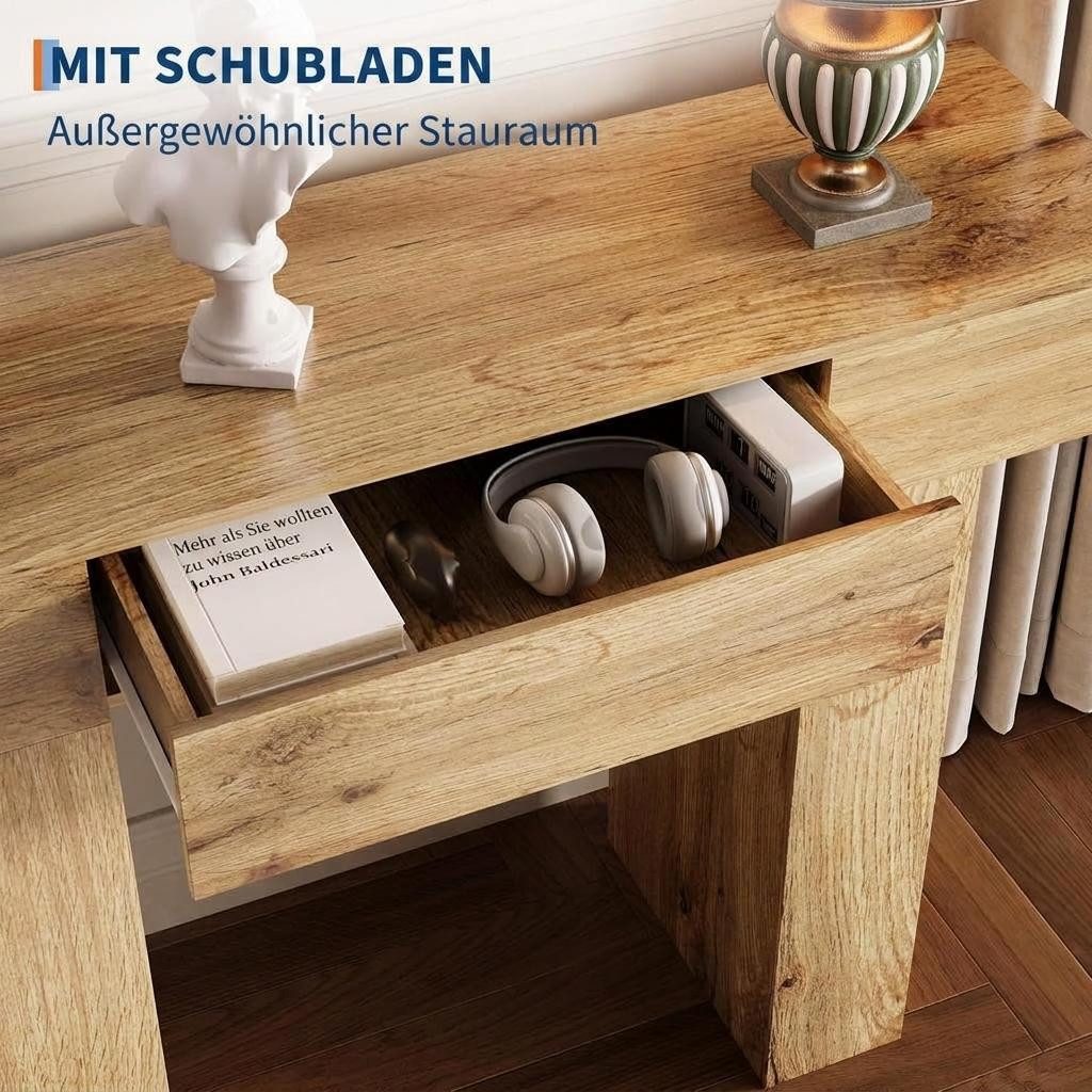 GarveeMore Konsolentisch 120 cm Landhaus Flurtisch Sofatisch, MDF-Material und Kippsicherung – Bild 3 von 5