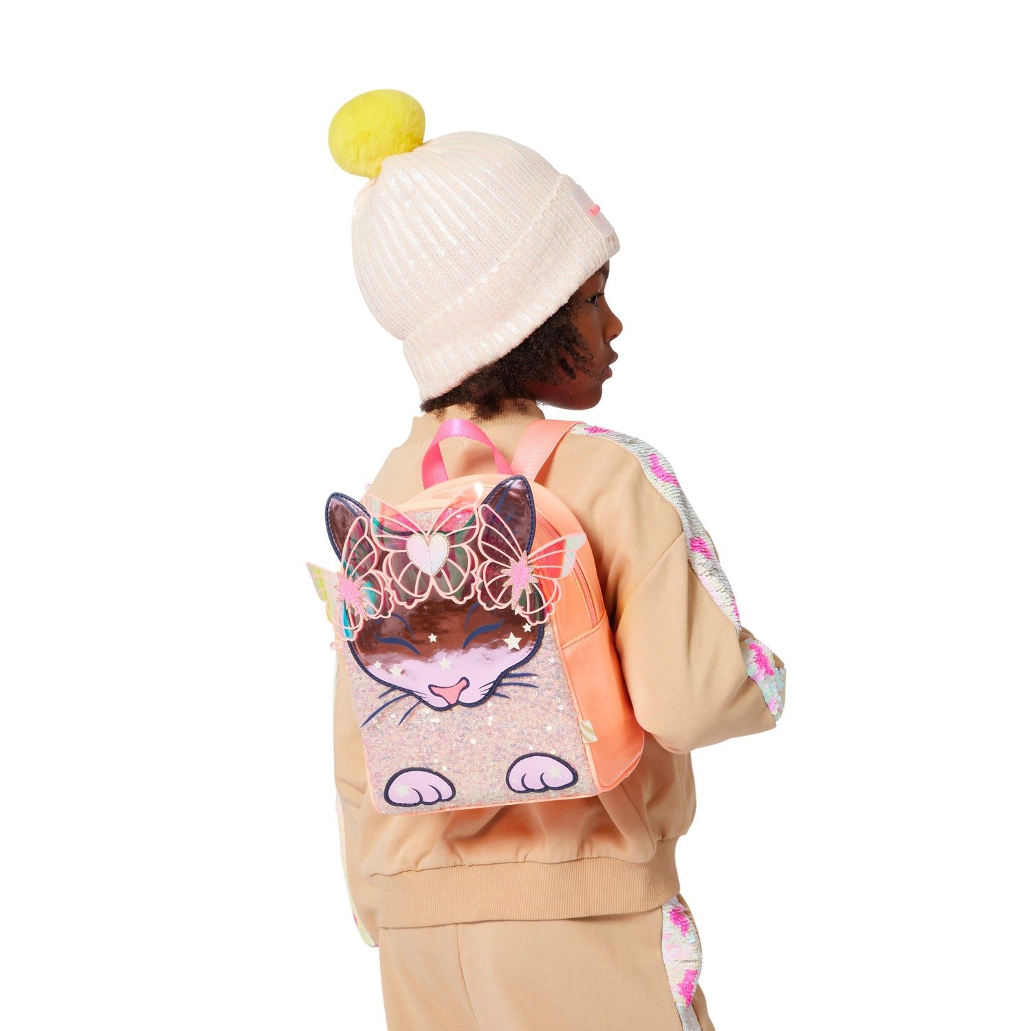Billieblush Jogginghose Billieblush Jogginghose beige mit rosa Pailletten Glanz für kleine Fas