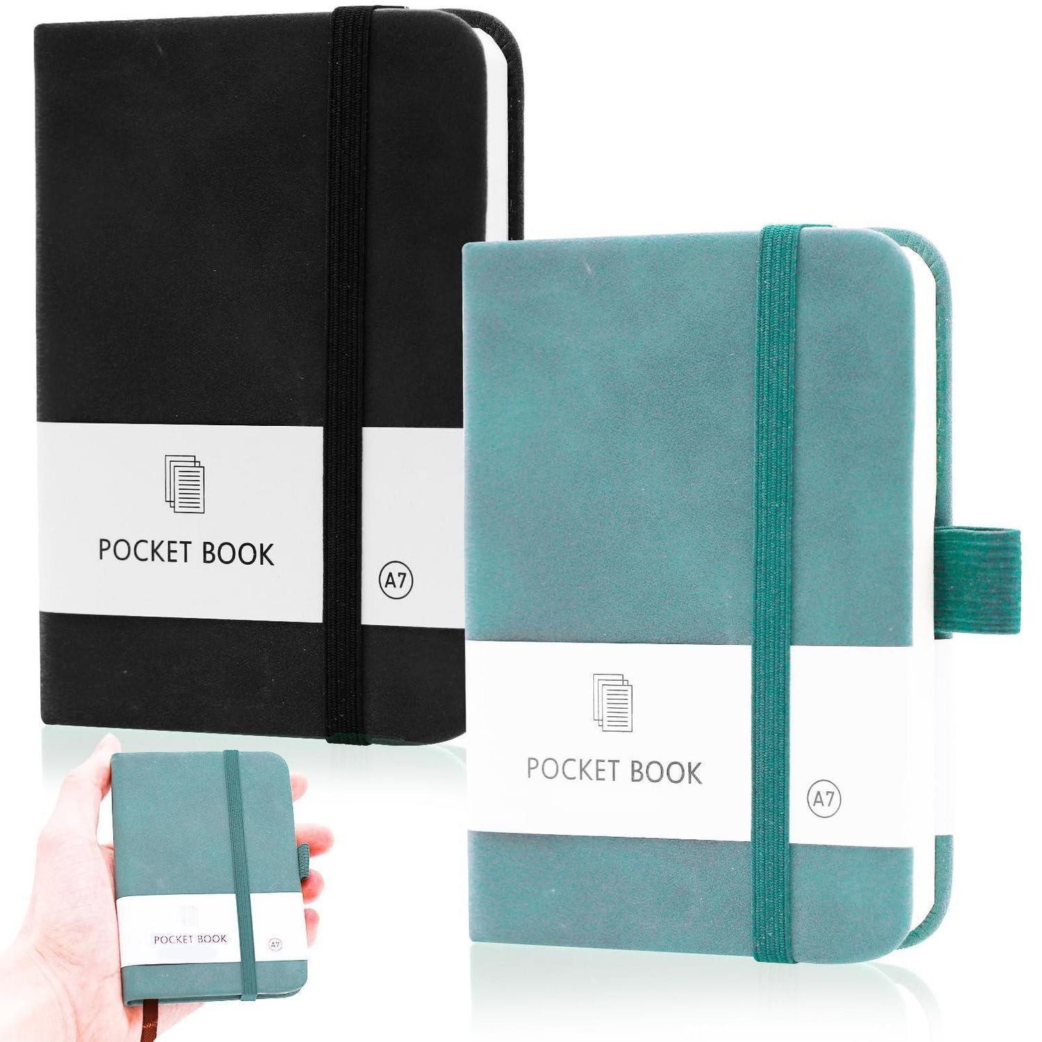 LuxusKollektion Notizbuch 2er-Set Mini Notizbuch A7 Hellblau/Schwarz