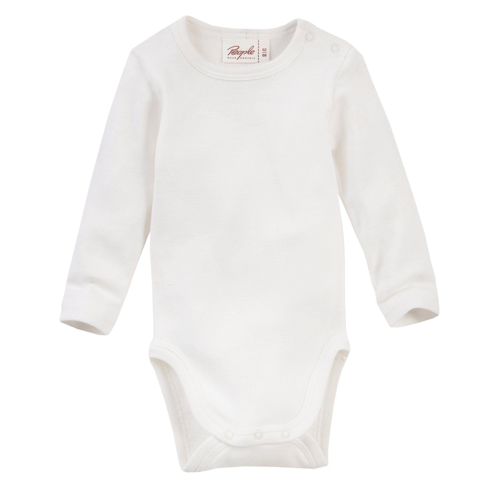 People Wear Organic Body Baumwolle-Wolle-Seide Langarm-Body, uni meliert Bio Baumwolle